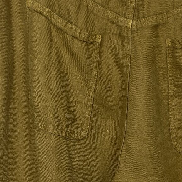 CP Shades Pants High Waist Wide Leg Capri Drawstring Brown 100% Linen Medium USA - Picture 4 of 6